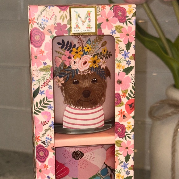 Mia Charro Set of 2 Anything Grows 5.3oz Soy Blend Candle-Yorkie Dog Flower - Picture 3 of 8